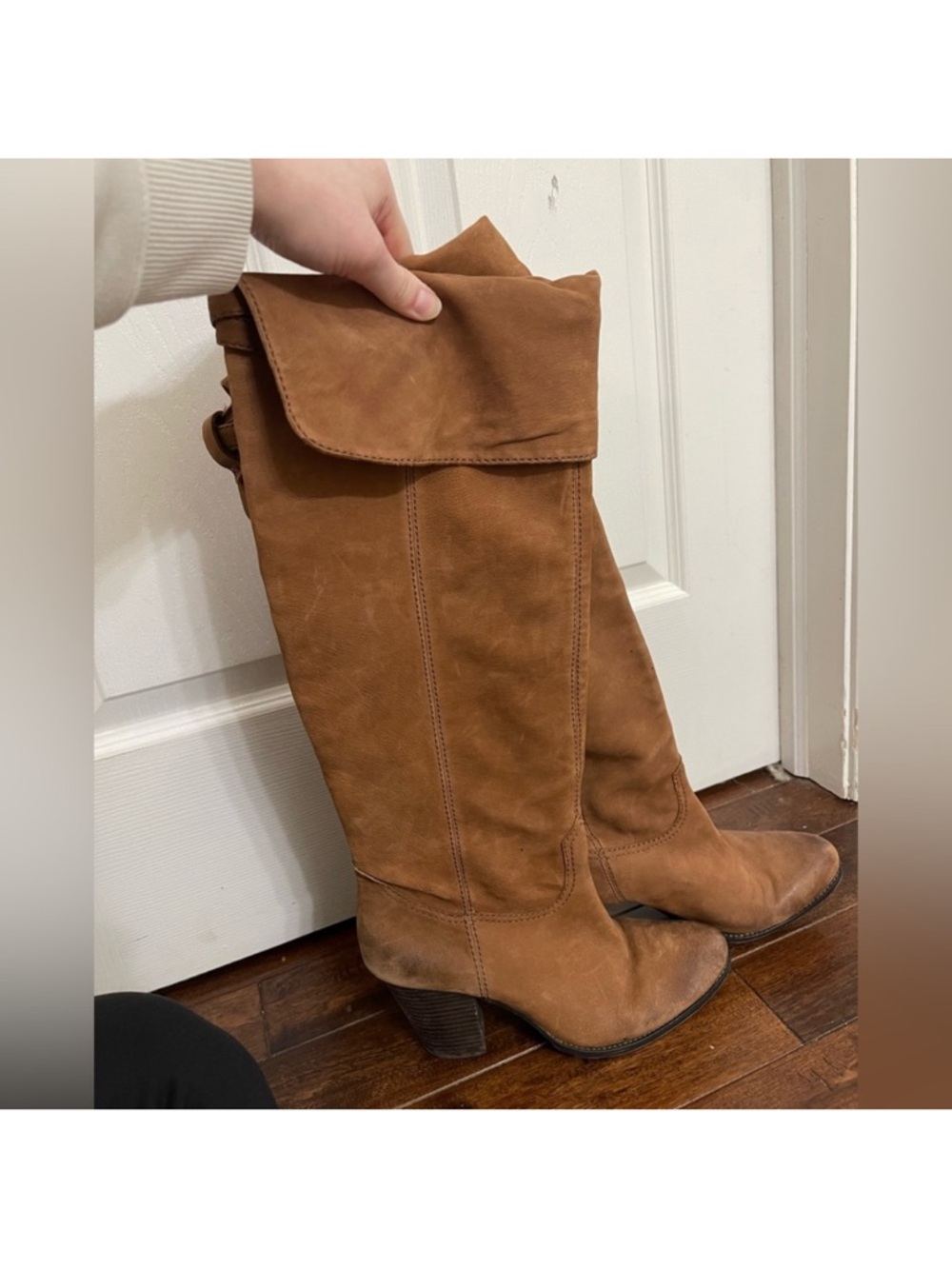 Vince Camuto Fold-Over Suede Over-the-Knee Boots - Brown